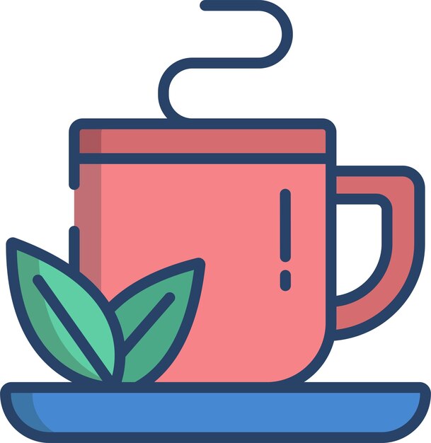 Coca Tea linear color illustration