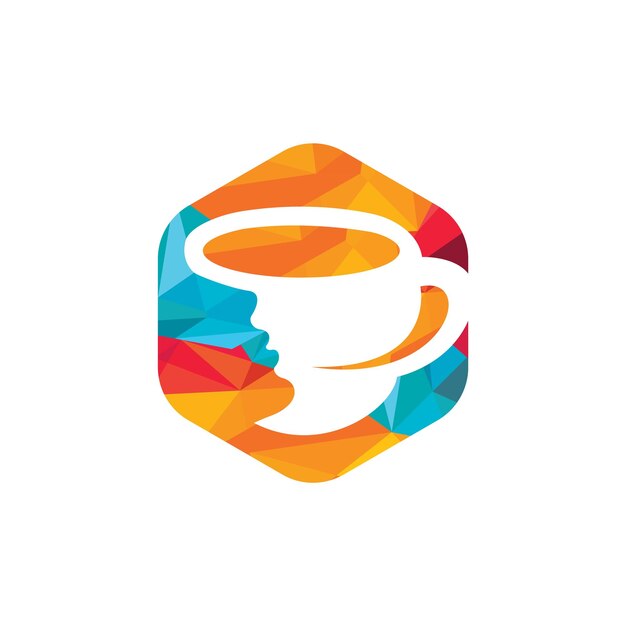 Coffee cup with women face logo vector design