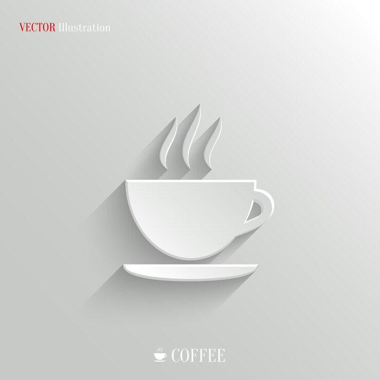Coffee icon vector white app button