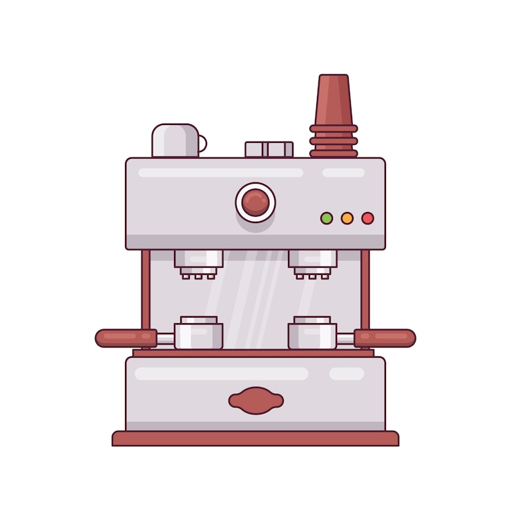 Vector coffee machine retro icon minimal flatline design vector illustration