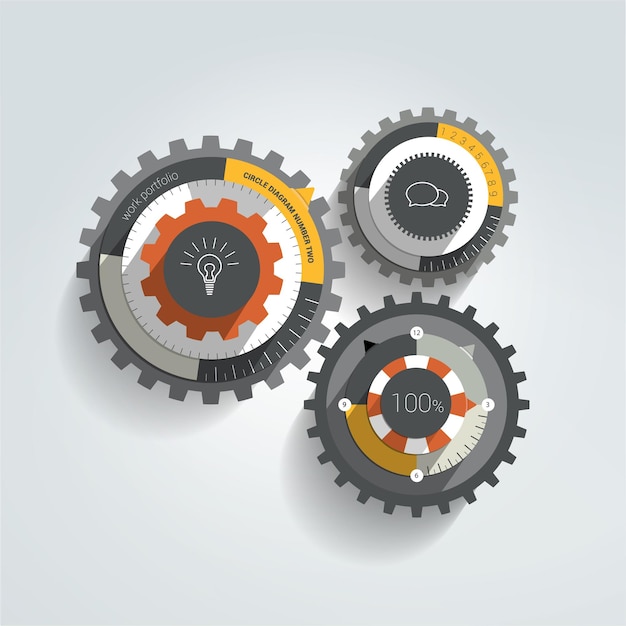 Cog wheel circle flat diagram for info graphic.