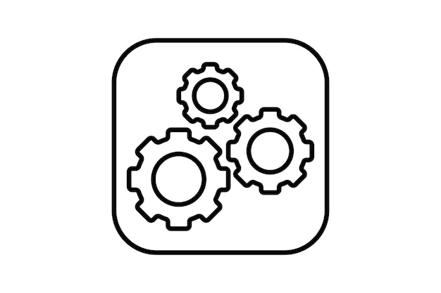 Cogs Interlocking icon icon related to Start Up suitable for web site app user interfaces printable etc line icon style simple vector design editable