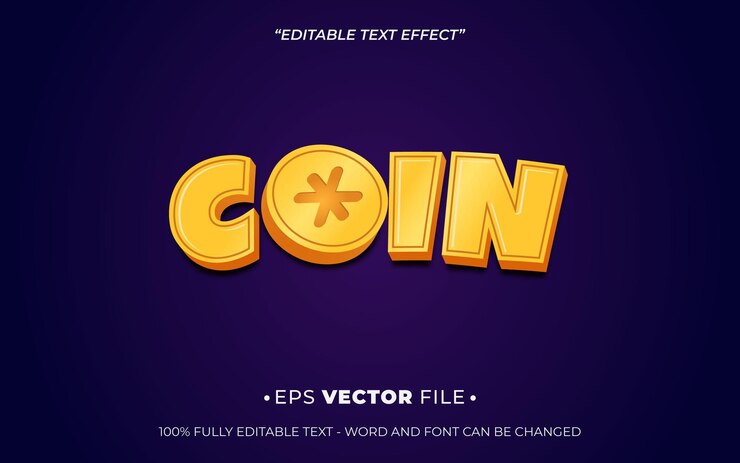 Vector coin editable text effect vector template