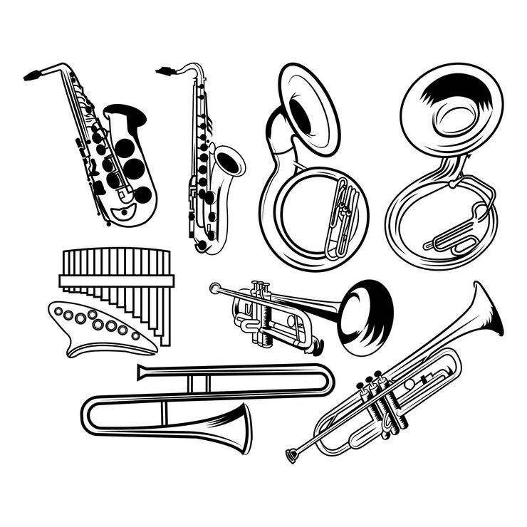 Vector coleccin de intrumentos musicales de aire