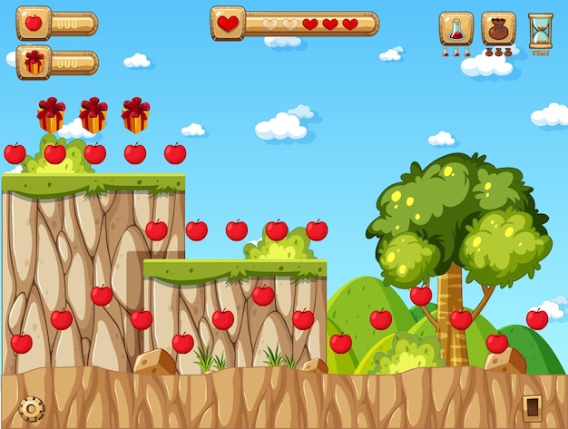 Collecting Apples Platformer Game Template