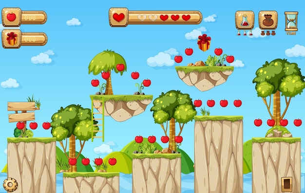 Collecting Apples Platformer Game Template