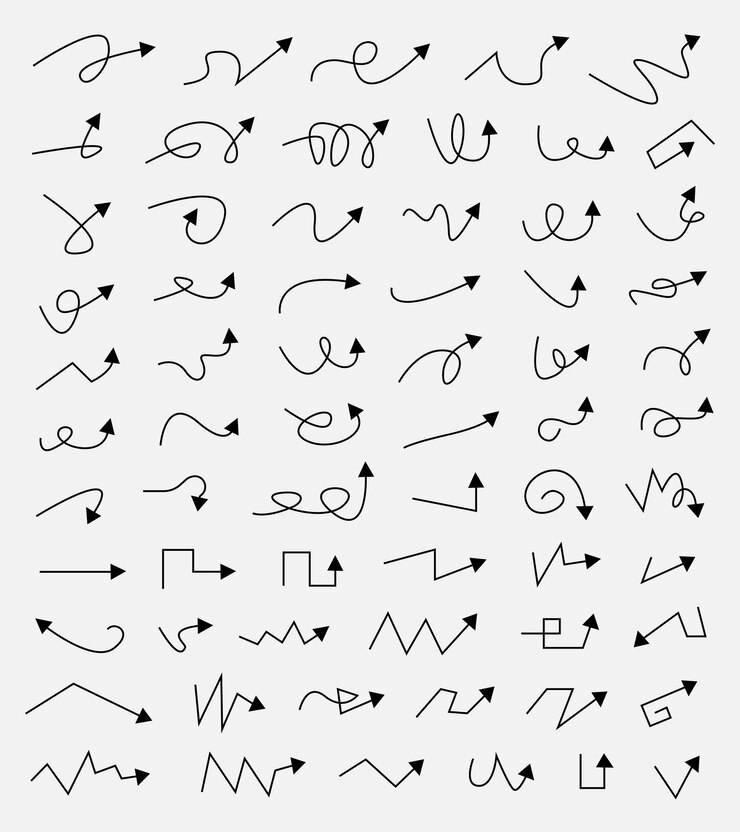 Collection Hand drawn arrows isolated