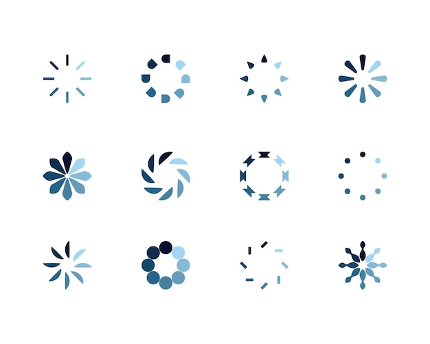 Collection Loading bar status icon Vector illustration Set loaded icons Download Donload or Upload