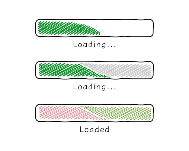 Collection Loading bar status icon Vector illustration Set loaded icons Handdrawn sketchscribble
