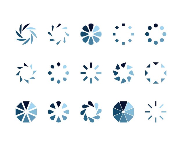 Collection Loading bar status icon Vector illustration Set of vector loaded icons Download progress