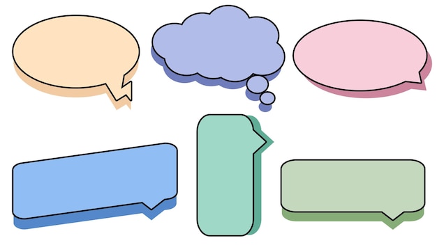 Collection of blank colorful speech bubble conversation box chatbox message box cloud bubble