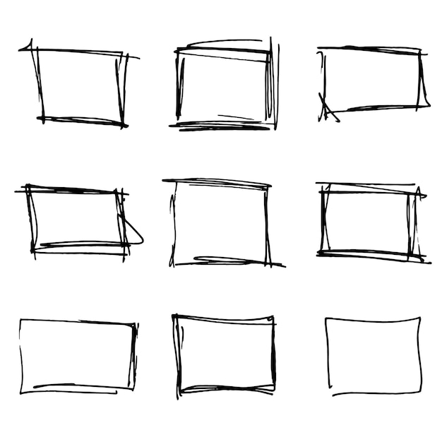 collection of cartoon ink rectangles square frame for selecting text
