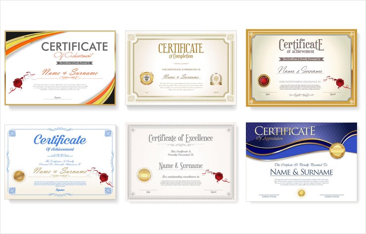 Vector collection of certificate or diploma retro design template vector illustration