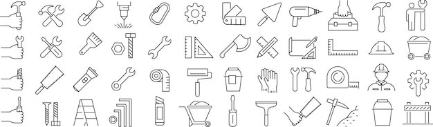 Collection of Construction Tools and Equipment Icons