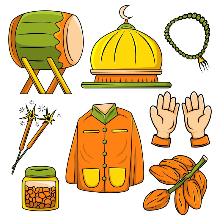 Vector collection of cute doodles ramadan and eid ornaments