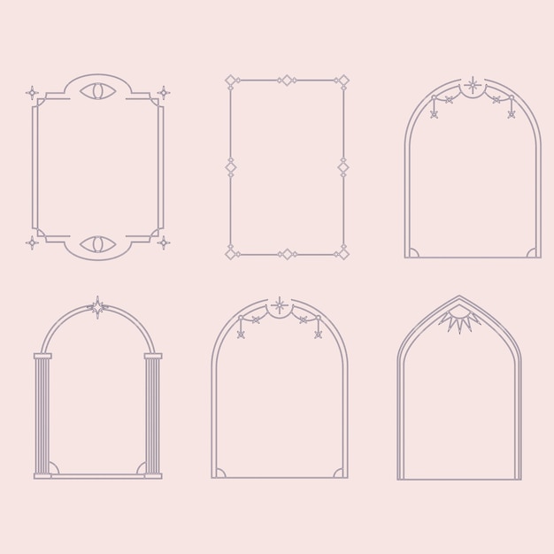 collection of different frames with stars minimalistic linear frames arches elements geometric s