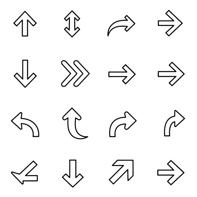 Collection of directional arrows and symbols for navigation and directionality