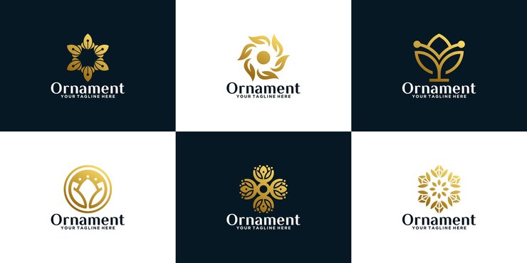 collection of gold geometric floral ornament logo designs