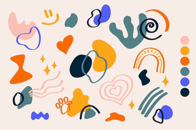 collection of hand drawn abstract shapes in flat vector style