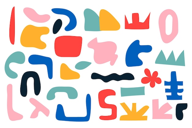 collection of hand drawn flat abstract shapes irregular shape