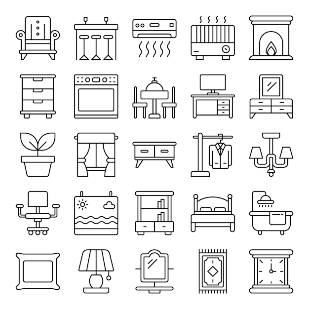 Collection of interior outline elements
