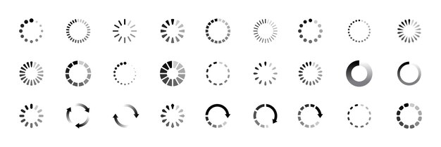 collection of loading and buffering symbols for websites