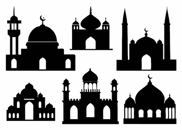 Vector collection of mosque shape on white background
