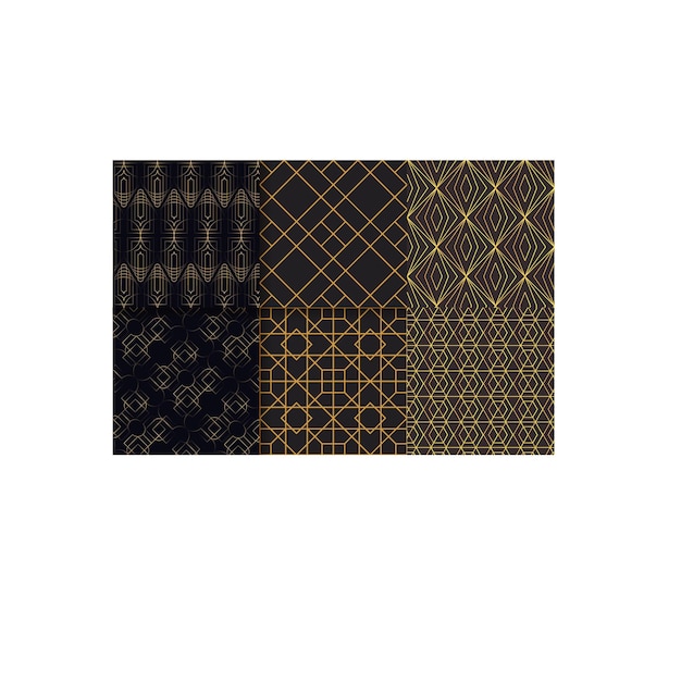 collection of seamless decorative luxury geometric patterns gold design repeatable ornamental ele