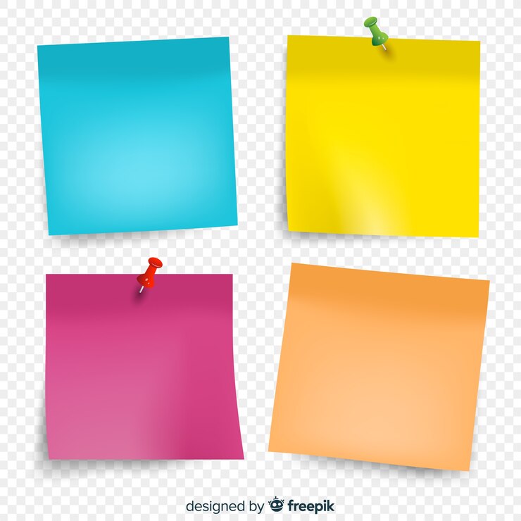 Vector collection of shiny sticky notes in realistic style
