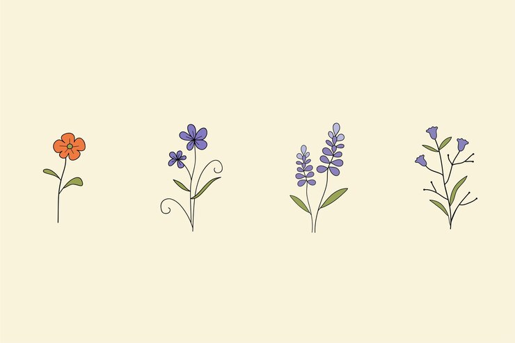 Vector collection of spring flower and leaf set floral of wildflower leaf branch foliage on cream back