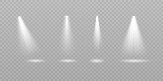Collection of stage lighting transparent effects Bright illumination with spotlightsVector