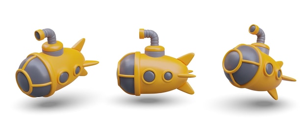 Collection of submarine in different positions Toy for children