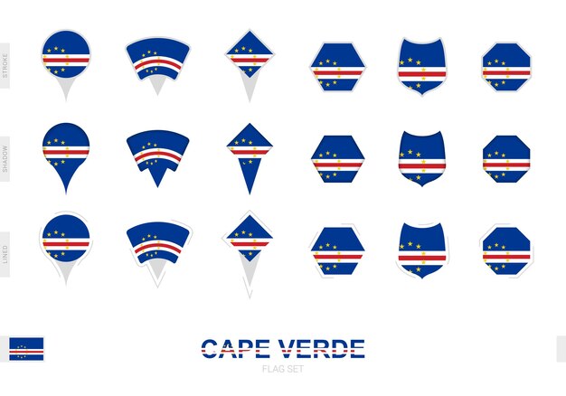 collection of the cape verde flag in different shapes and with three different effects