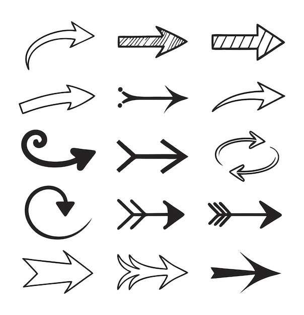 collection of various hand-drawn arrow designs