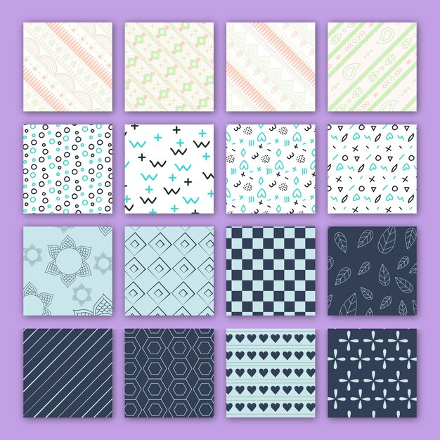 Collection of various seamless patterns for backgrounds