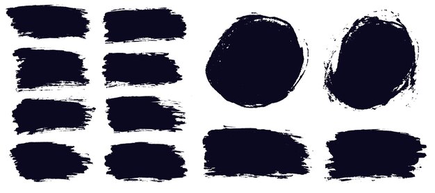Collection of vector ink brush stroke