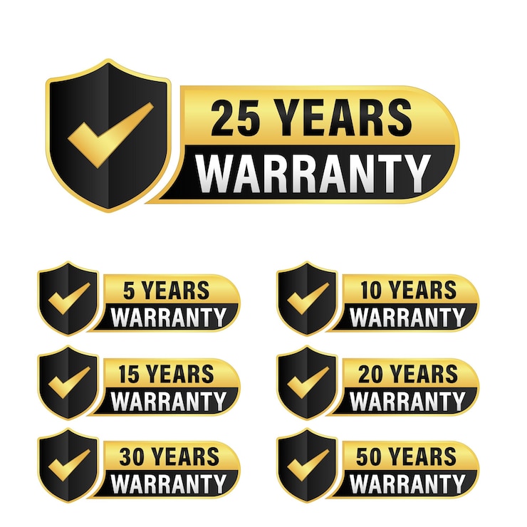 Vector collection of warranty number 5 10 15 20 25 30 50 year label badge gold and black style set of warranty logo design isolated on white background vector golden warranty and illustration