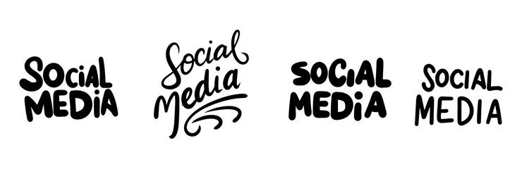 Vector collection of words social media text isolated square composition hand drawn vector art