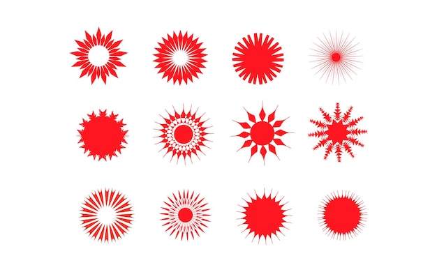 Collection red stars stickers and badges for promotionStarburst stickers set