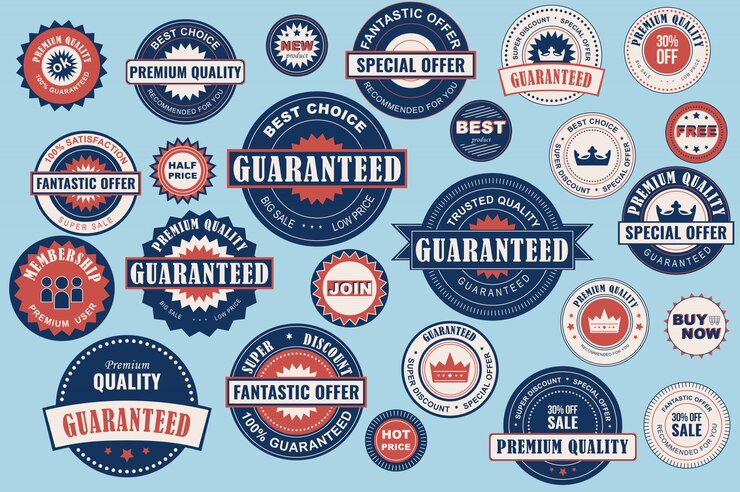 Vector collection sale labels. stickers premium quality flat style for social media ads and banners, website badges, marketing, labels and stickers for online shopping templates.