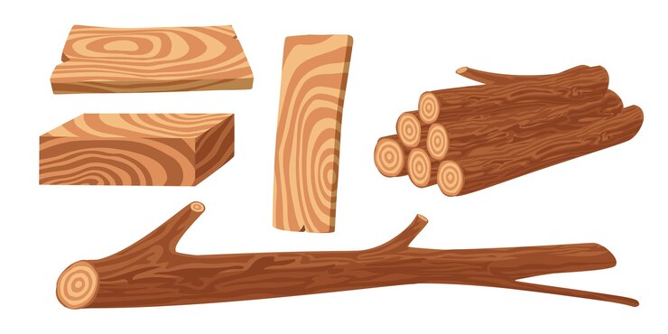 Vector collection set of cartoon isolated wood timber objects