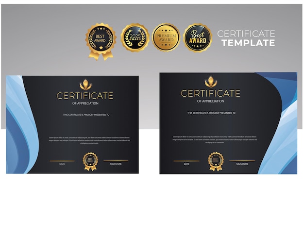 collection vector elegant certificate templates with luxury and modern pattern background Vector