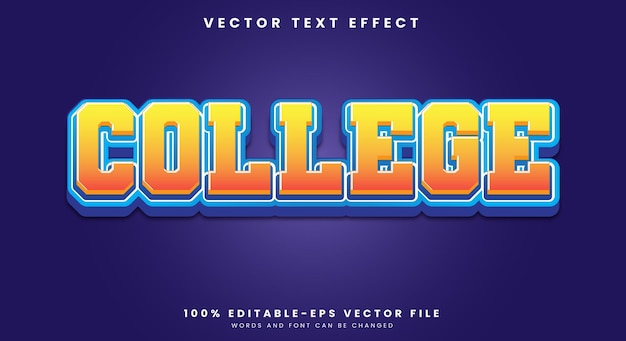 College editable text effect Template with modern style