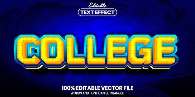 College text, font style editable text effect