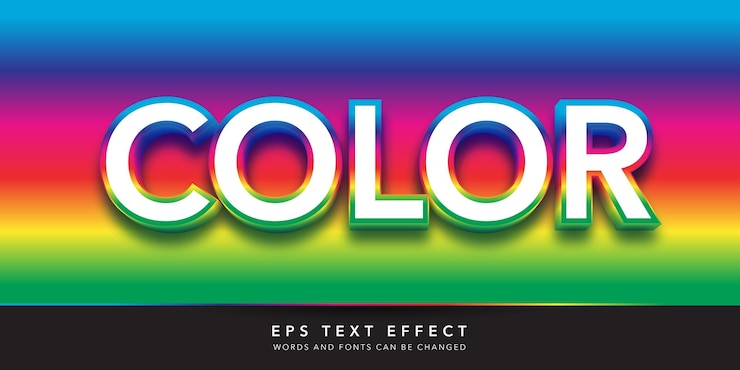 Vector color 3d editable text effect