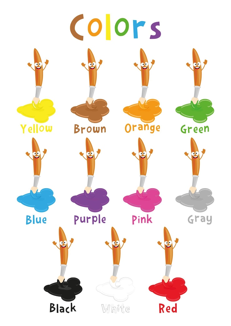 Vector color brushes  poster for children