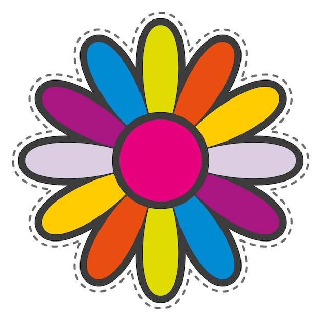 color flower sticker retro patch decorative emblem