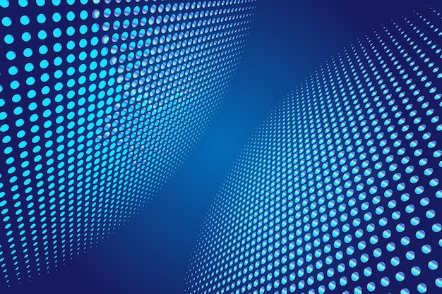 Color Halftone blue polka dots spherical shape background