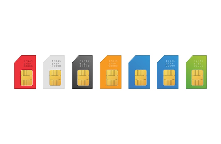 Vector color sim card icon set flat vector illustration