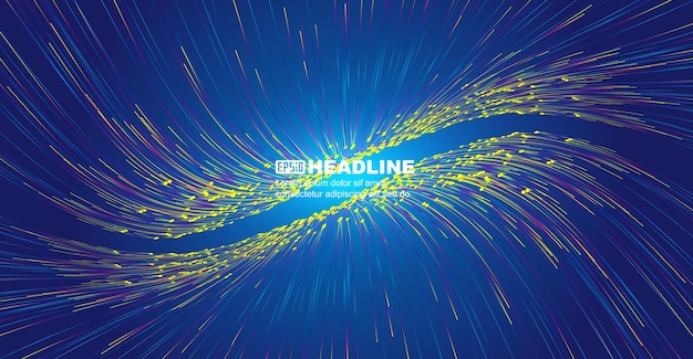 Color waveform dot line extension convergence Internet technology big data vector background
